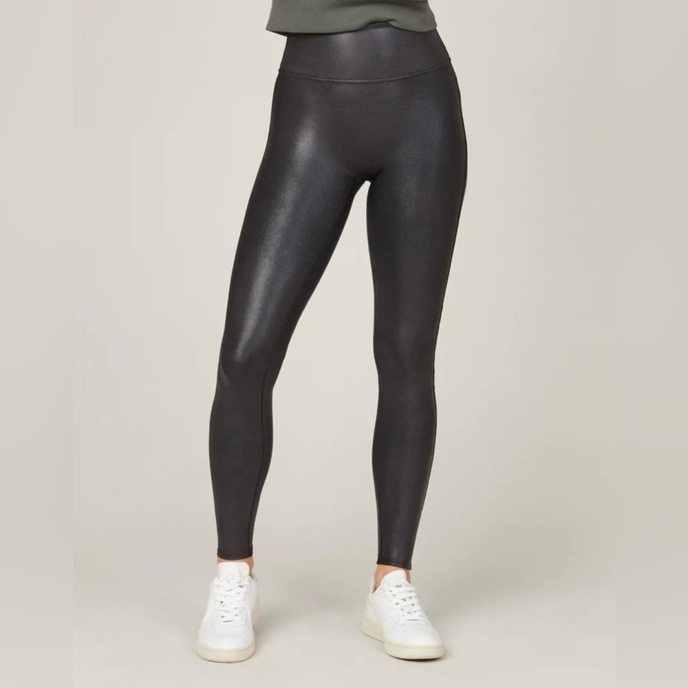 Spanx Women's Faux Leather Leggings-Black-Size Large